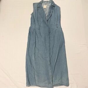 Vintage Gasp By Galucci Sleeveless Long Open Front Denim Vest Size 6